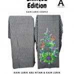 Couple Kain Lurik & lukis Bunga Abu hitam