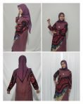 Tunik Batik Merah Kombinasi Lurik Fusia